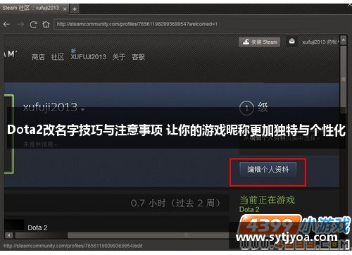 Dota2改名字技巧与注意事项 让你的游戏昵称更加独特与个性化